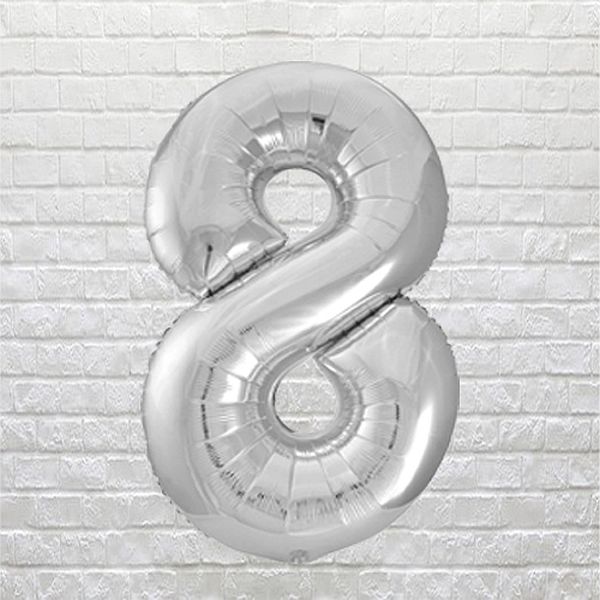 Silver Birthday Number 8
