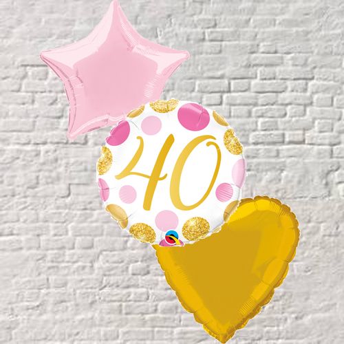 Gold / Pink Polka Dots 40th