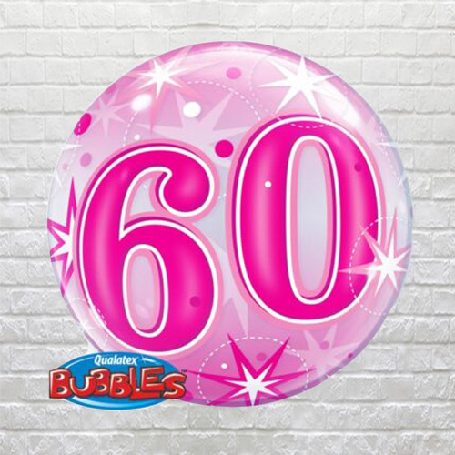 pink 60th birthday bubble