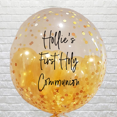 personalised gold confetti mini balloons bubble