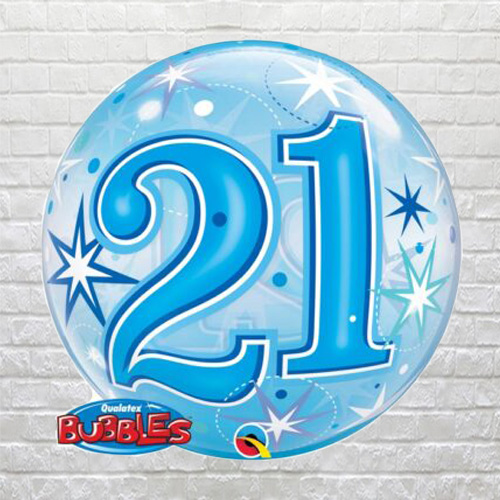 Blue 21st Birthday Bubble