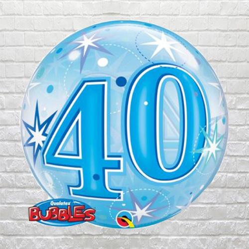 Blue 40th Birthday Bubble 