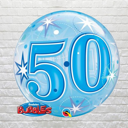 Blue 50th Birthday Bubble