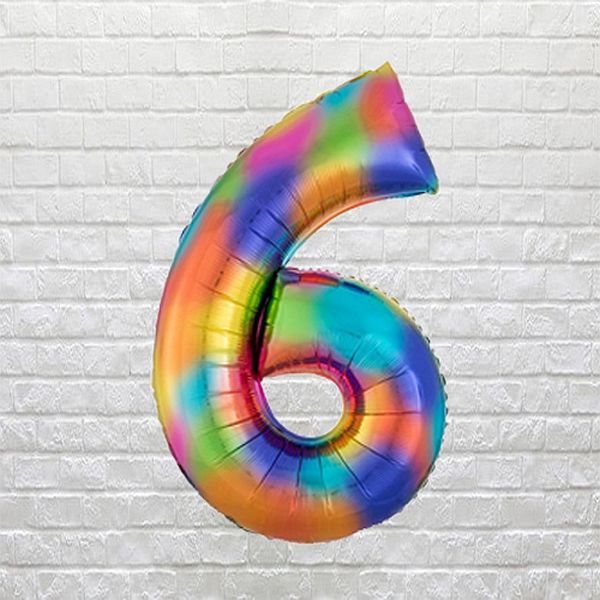 Rainbow Birthday Number 6